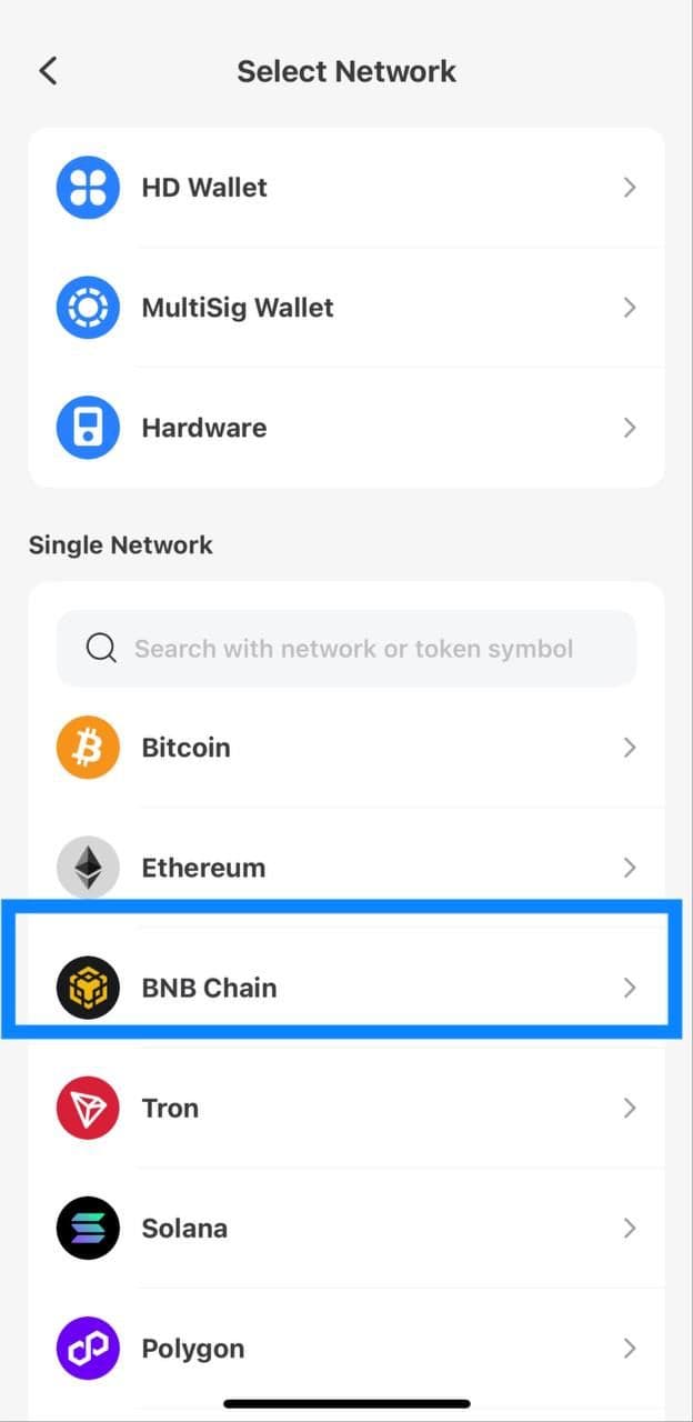 BNB Chain Network step
