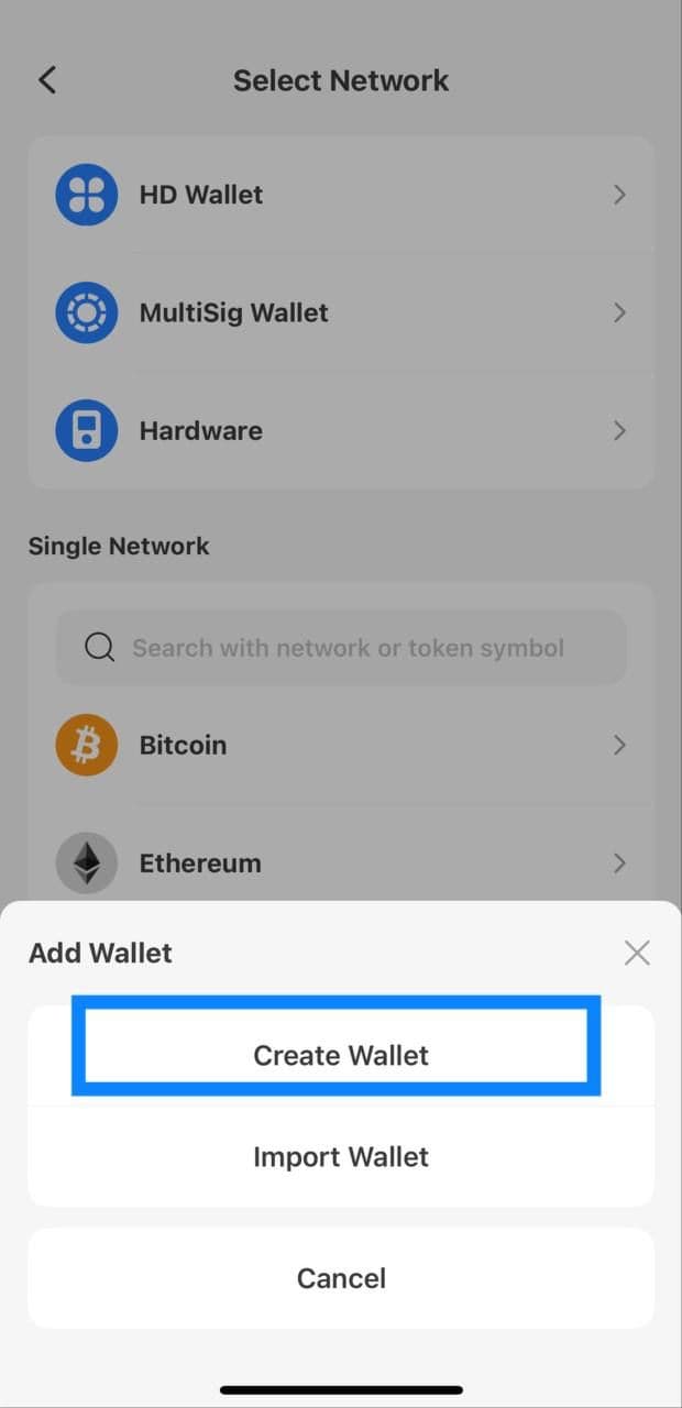 Create A Wallet step