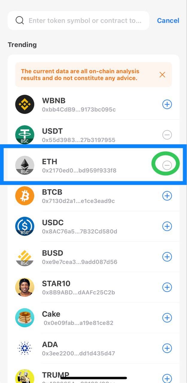 Click on the icon inside the circle to add the ETH network to your wallet. step